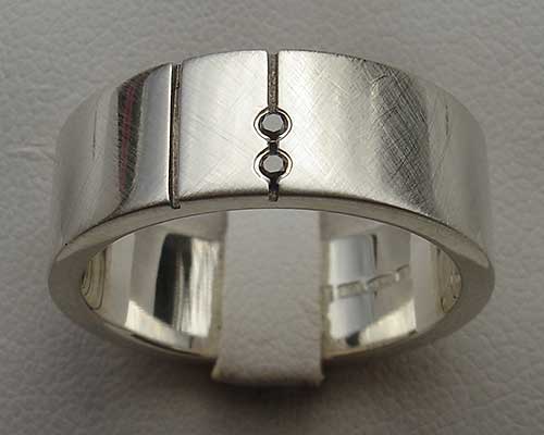 Twin Black Diamond Mens Silver Ring | LOVE2HAVE in the UK!