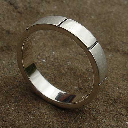 Twin finish narrow sterling silver ring