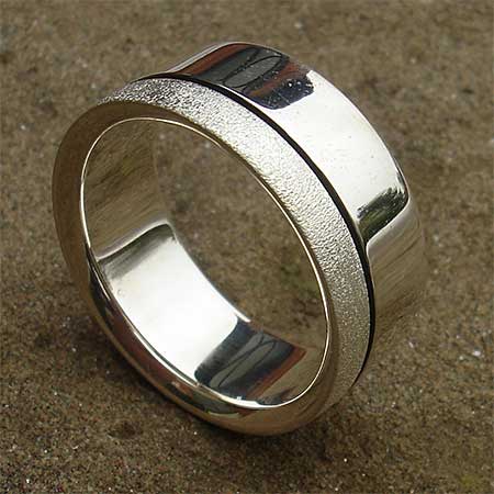 Twin finish silver ring for men