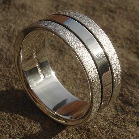 Twin finish silver wedding ring for men