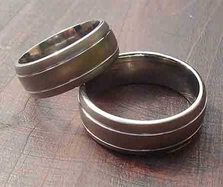 Twin grooved plain wedding rings