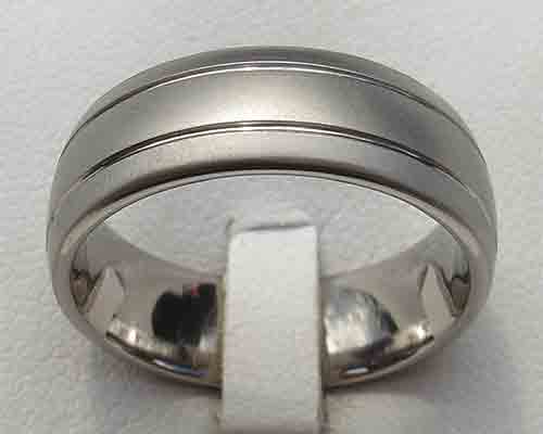 Twin grooved titanium wedding ring
