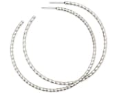 Titanium hoop earrings featuring beautifully twisted wire that reflects the light