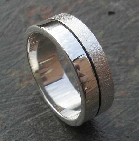Two tone finish silver wedding ring