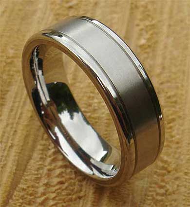 Two tone finish titanium wedding ring
