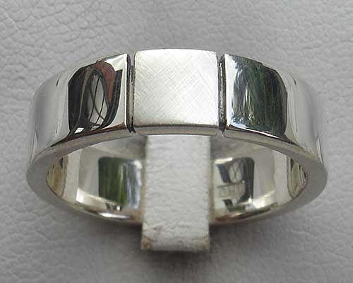 Two tone narrow sterling silver ring