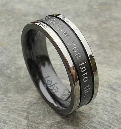 Two tone outer engraved wedding ring