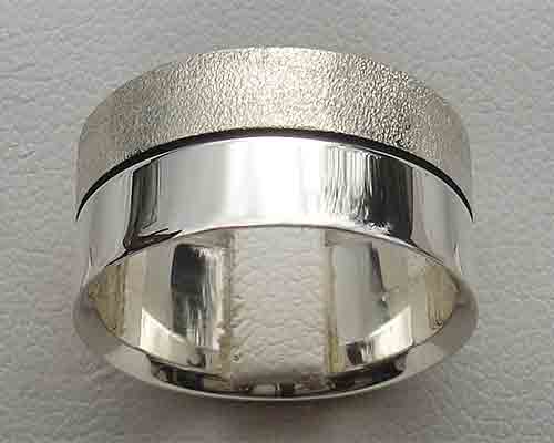 Two tone silver wedding ring
