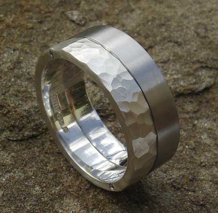 Two tone steel wedding ring