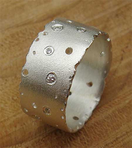 Unique designer silver diamond wedding ring