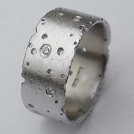 Designer silver diamond wedding ring