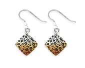 Titanium drop earrings featuring a striking ombre leopard print design
