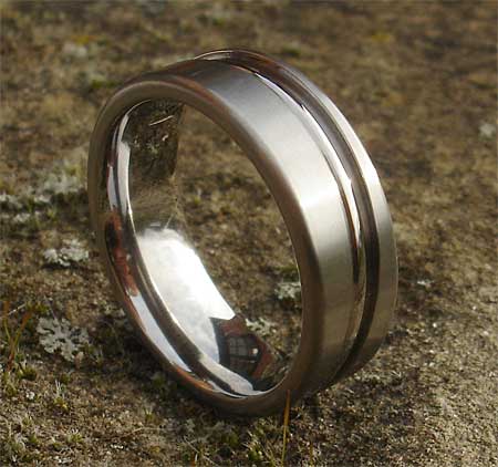 Unusual contemporary titanium wedding ring