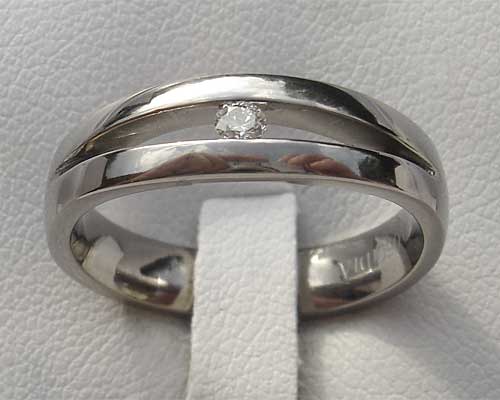 Unusual diamond titanium engagement ring
