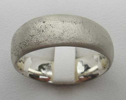 Unusual handmade silver wedding ring