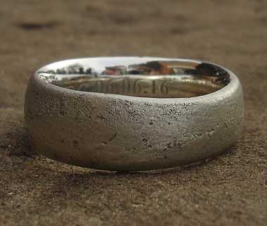Unusual handmade sterling silver wedding ring