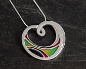 Unusual heart styled silver necklace
