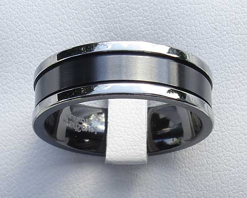 Unusual mens two tone wedding ring