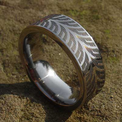 Unusual patterned titanium ring