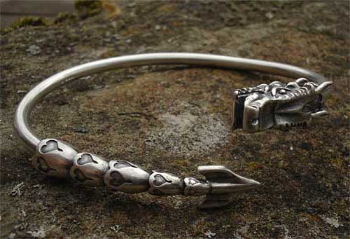 Unusual silver dragon bracelet