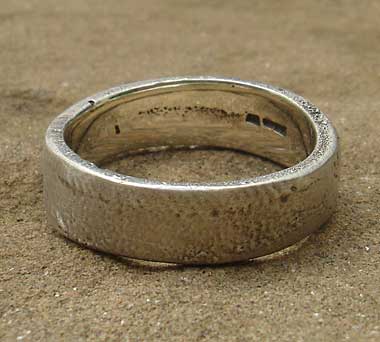 Unusual silver handmade wedding ring
