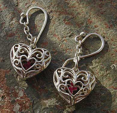 Silver heart shaped earrings
