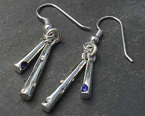 Unusual silver hook earrings