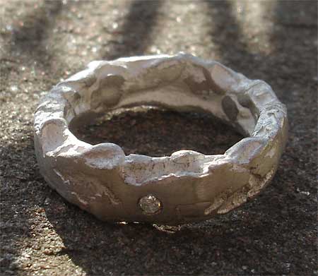 Chunky silver diamond wedding ring
