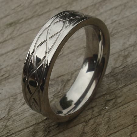 Wave pattern Celtic titanium ring