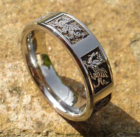 Titanium Welsh dragon ring