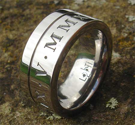 Wide men's Roman numeral ring