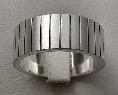 Wide silver wedding ring