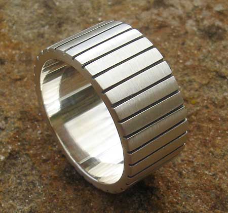 Wide sterling silver wedding ring