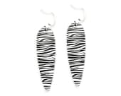 Contemporary-style long natural print titanium drop earrings