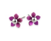 Titanium stud earrings featuring a five-petal bloom inspired by wildflowers