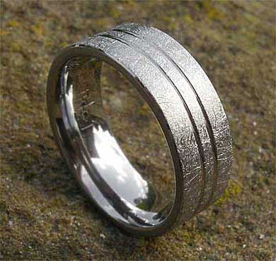 Wire brushed plain wedding ring