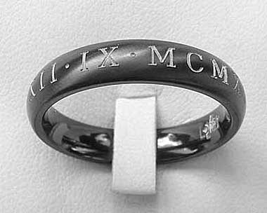 Womens black Roman numeral ring