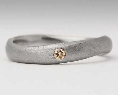 Brown diamond silver wedding ring
