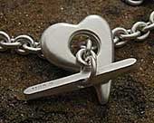 Womens designer silver heart necklace