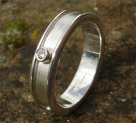 Diamond silver wedding ring