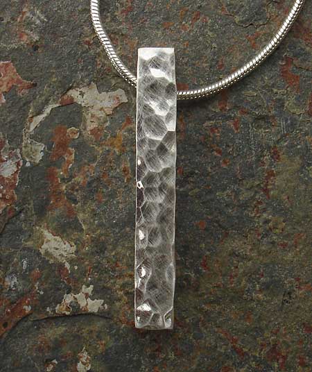 Hammered silver pendant and necklace for women