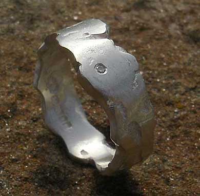 Designer sterling silver diamond wedding ring