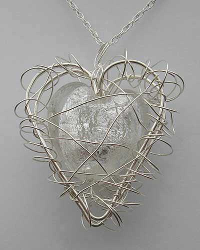 Womens handmade heart silver necklace