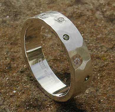 Handmade silver diamond wedding ring
