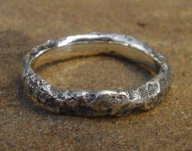 Womens heavy textured silver ring