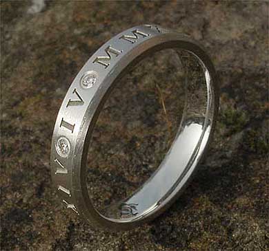Womens Roman numeral diamond ring
