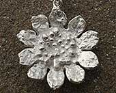 Womens silver designer sunflower necklace