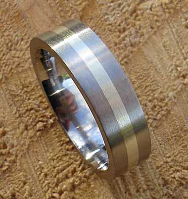 9ct gold inlay titanium wedding ring