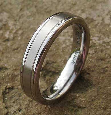 Womens two tone titanium wedding ring