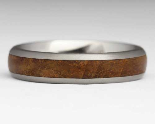 Womens wood inlay titanium ring